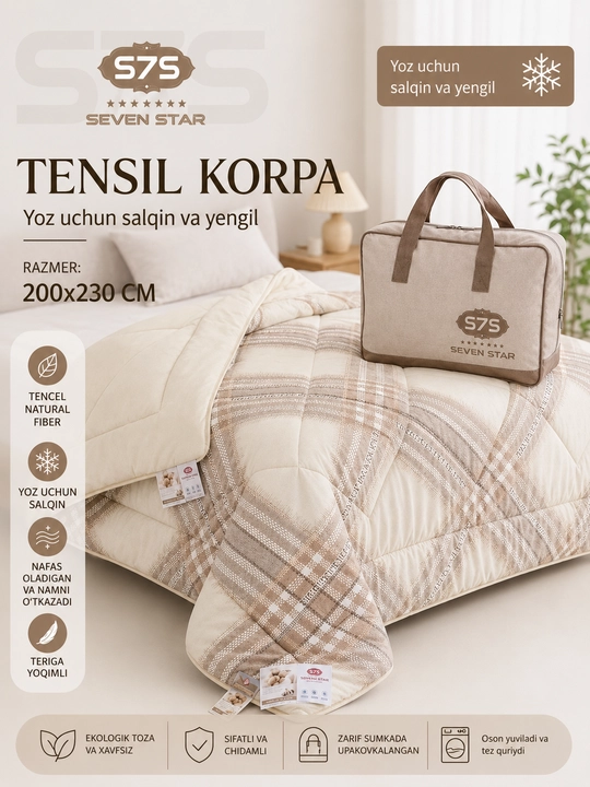 Ko'rpa. yoz uchun yengil va salqin ko'rpa. Tencel ko'rpa - 