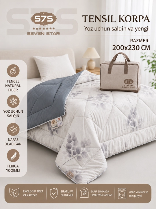 Ko'rpa. yoz uchun yengil va salqin ko'rpa. Tencel ko'rpa - 