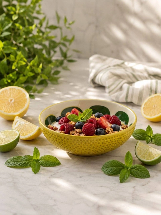 Pinterest Limon Dizaynli Chinni Salat Idishi Meva Uchun Dekorativ Kosa