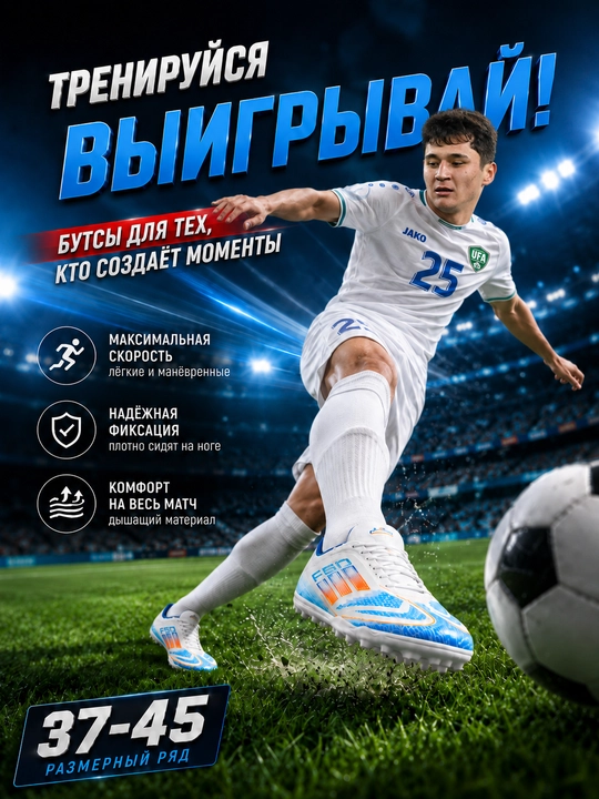 Butsalar F50 futbol: sorokonojka va shipli tag, yengil, zal va maydon uchun, 35–45, ipsiz