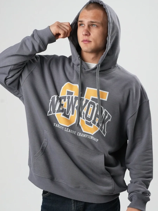 Худи oversize с начёсом, тёплое, унисекс, уличный стиль