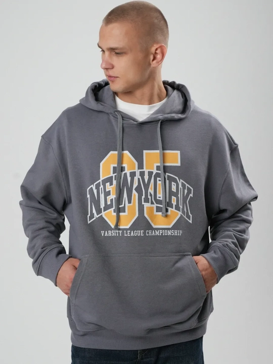 Худи oversize с начёсом, тёплое, унисекс, уличный стиль