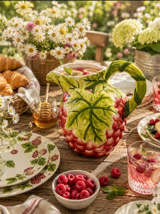 Pinterest dekorativ ko'za malina naqshli stol bezagi va ichimlik uchun