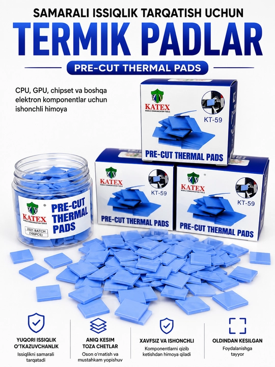 KATEX Termoqistirmalar - mikrosxemalar uchun yuqori issiqlik o‘tkazuvchan termoqistirmalar