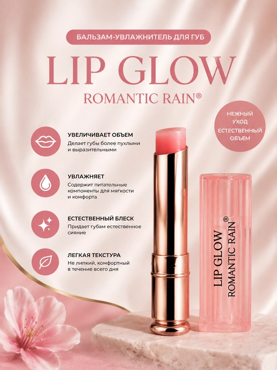 Lip Glow Romantic Rain – Lablar uchun namlantiruvchi rang beruvchi balzam