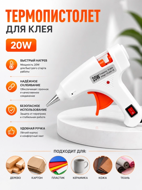 Pistoletli kley 20W, issiq silikon tayoqcha uchun elektr yelimlash