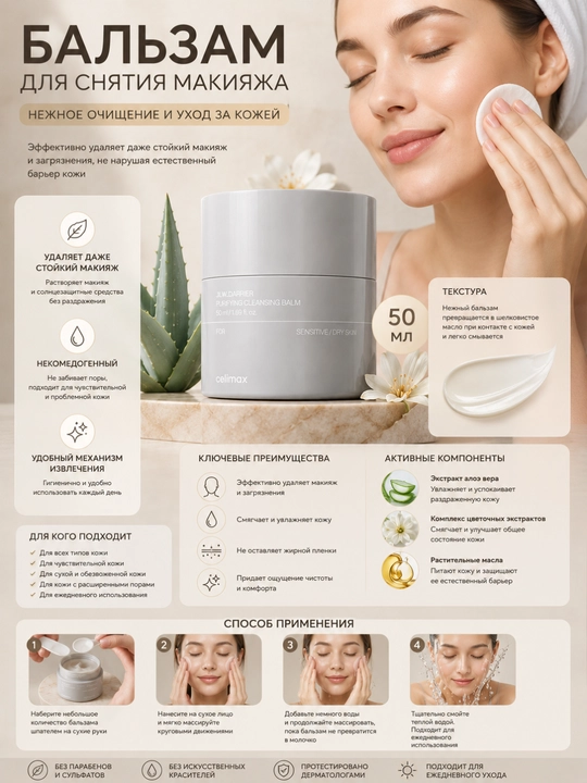 Очищающий бальзам Celimax Dual Barrier Purifying Cleansing Balm, 50 мл