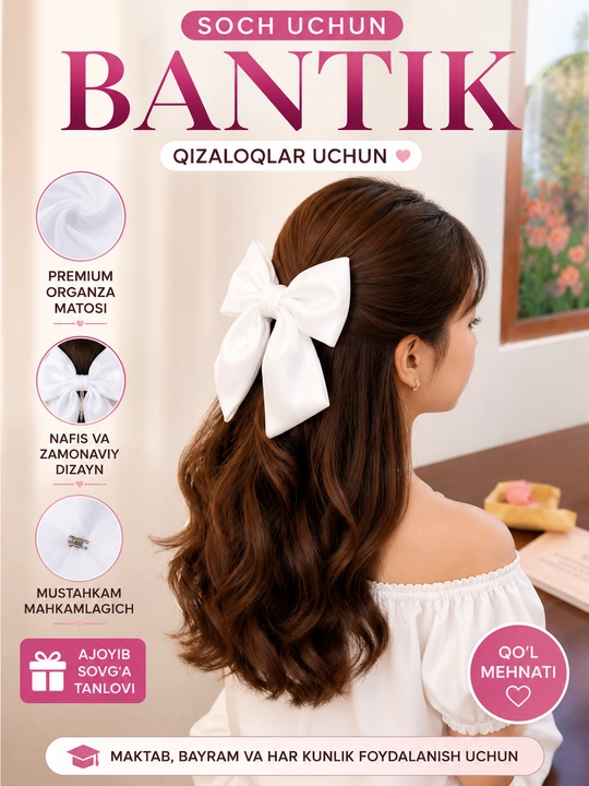 Qizlar uchun bant, to‘g‘nog‘ichlar, soch uchun bantlar