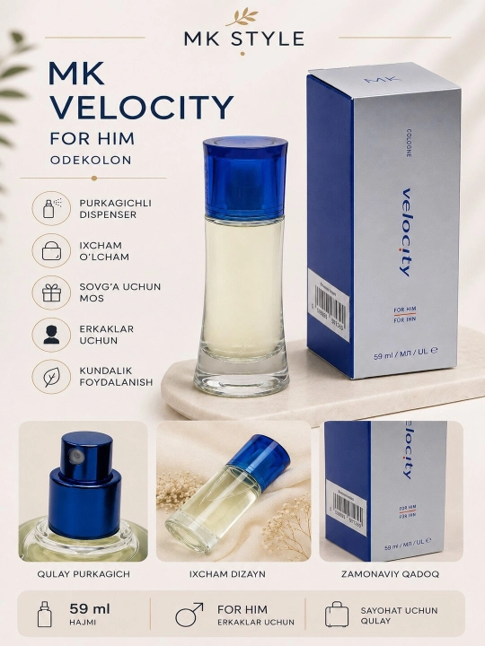 Одеколон MK Velocity для мужчин, 59 мл - 