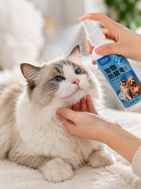 Mushuk va itlar uchun jun to‘kilishiga qarshi sprey, 100 ml, junni parvarishlash va yaltiratish uchun