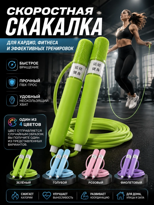 Спортивная скоростная скакалка, для фитнеса - 