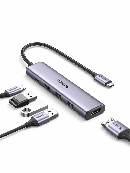 Ugreen USB HDMI HUB 5ta 1da: Type-C, 1ta HDMI + 1ta USB 3 + 2ta USB2.0, xab kontsentrator