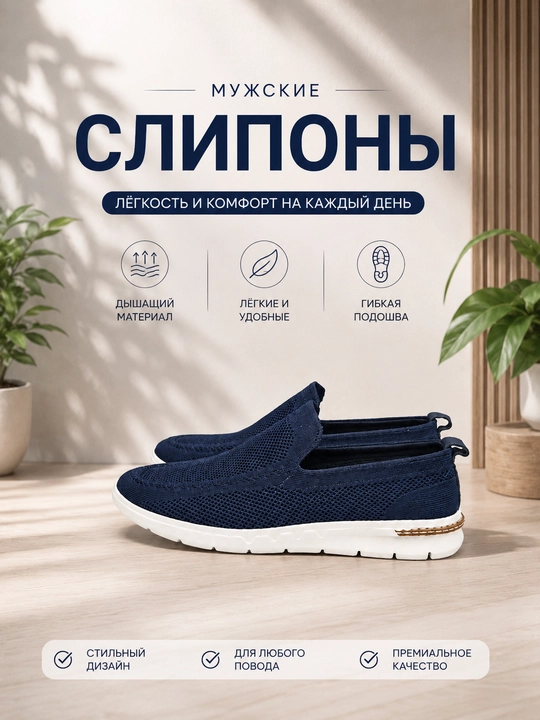 Мужские летние слипоны сетчатые, мужская обувь - 