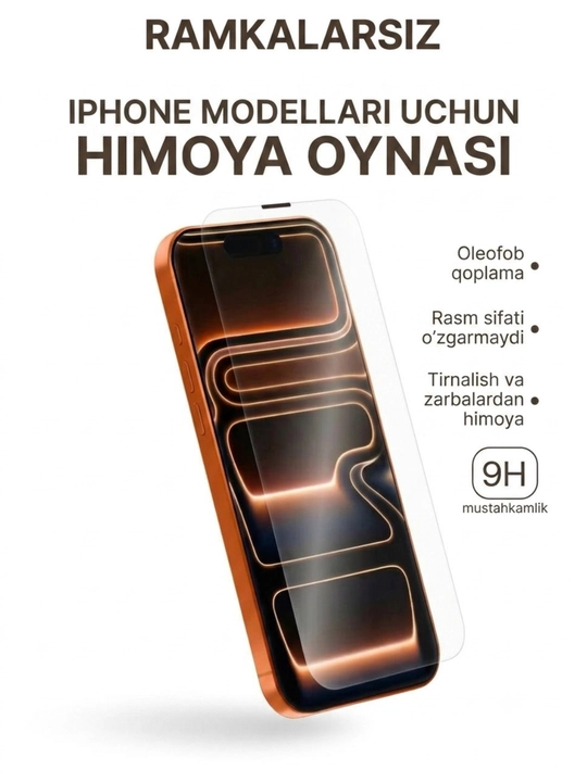 IPhone uchun himoya oynasi ramkasiz - 