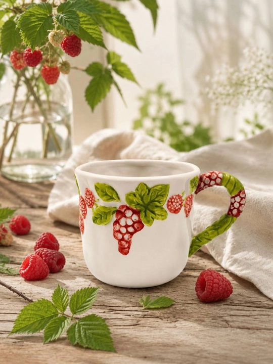 Pinterest Malina naqshli chinni bakal, relyefli qo'lda bo'yalgan chinni choy bakali