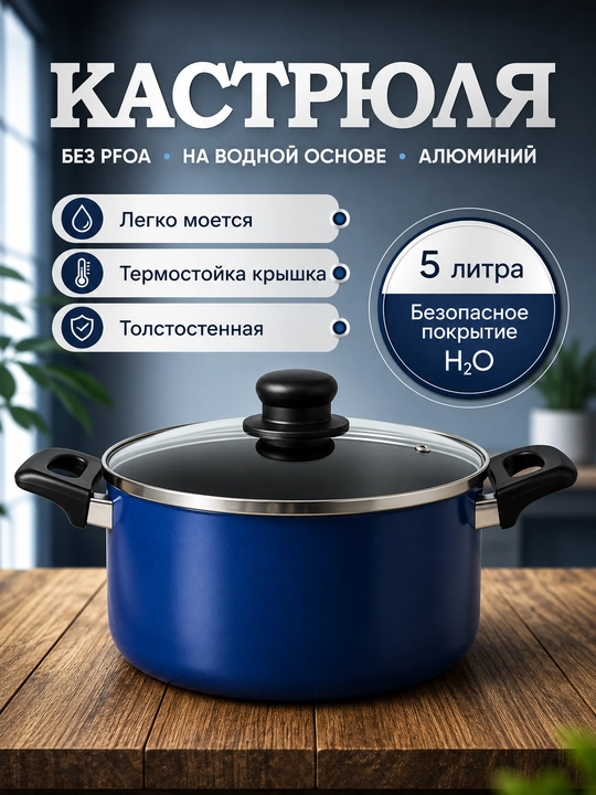 Набор посуды из 5 предметов, кастрюли и сковорода, для всех типов плит