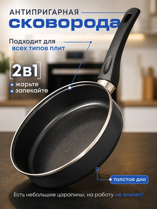Набор посуды из 5 предметов, кастрюли и сковорода, для всех типов плит