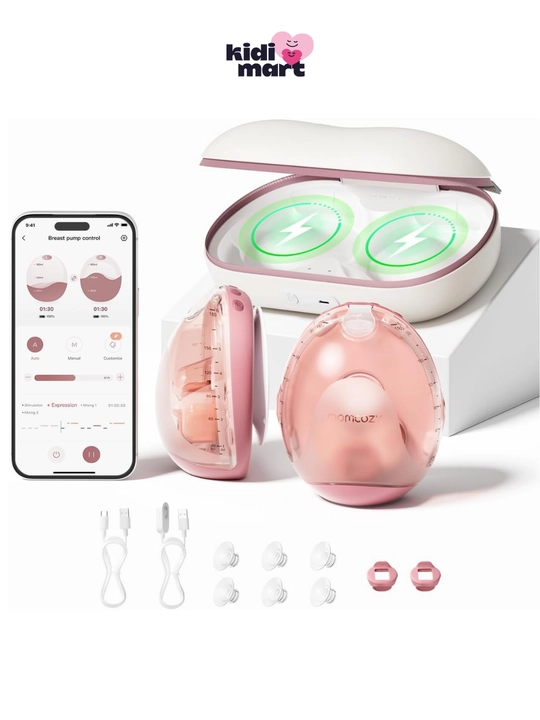 Беспроводной носимый молокоотсос Momcozy Air 1 Wearable с зарядным кейсом, Bluetooth,180мл