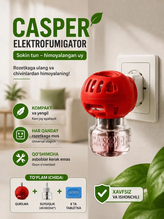 RAPTOR - chivinlardan himoya, fumigator, hidsiz suyuqlik va plastina