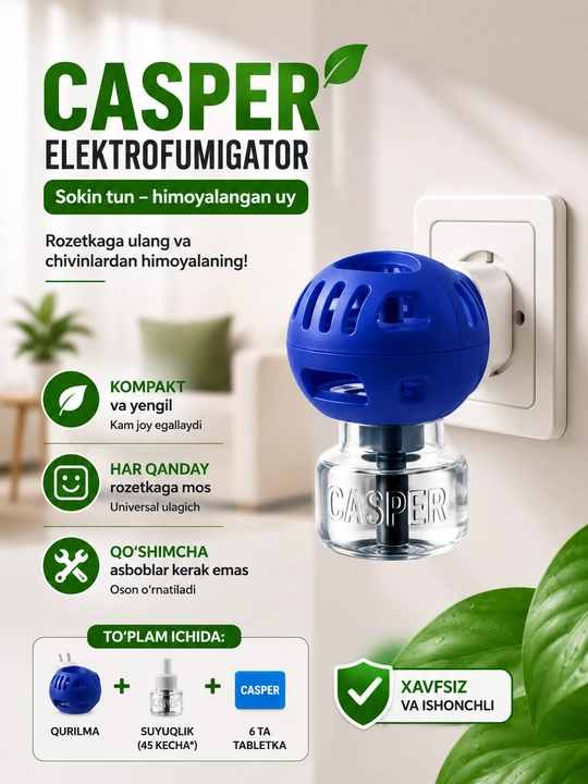 RAPTOR - chivinlardan himoya, fumigator, hidsiz suyuqlik va plastina