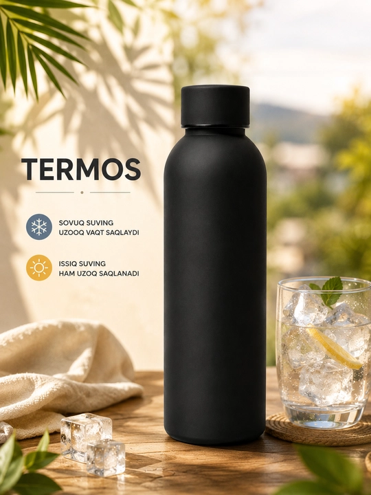 Termos, zanglamaydigan po‘latdan suv, choy va qahva uchun issiqqa chidamli sport termosi - 