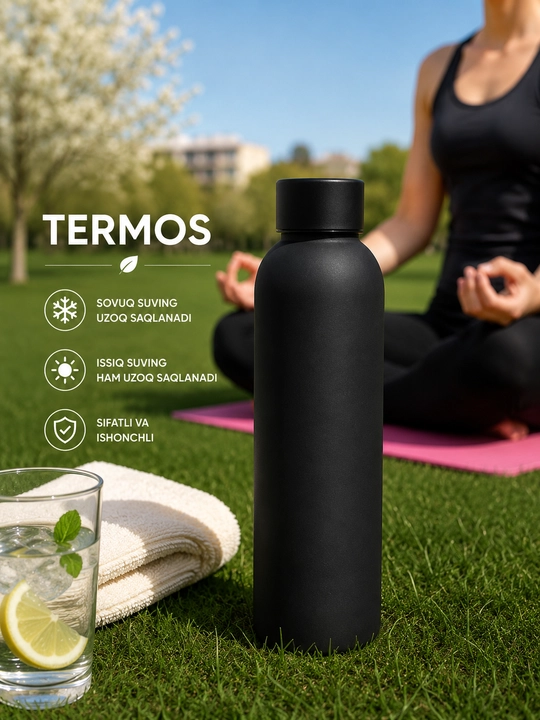 Termos, zanglamaydigan po‘latdan suv, choy va qahva uchun issiqqa chidamli sport termosi