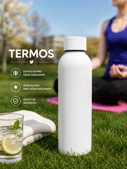 Termos, zanglamaydigan po‘latdan suv, choy va qahva uchun issiqqa chidamli sport termosi