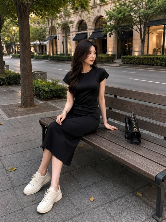 Qizlar va ayollar uchun midi ko`ylak ish va o`qish uchun