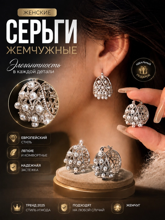Женские серьги, подходят к любой одежде - 