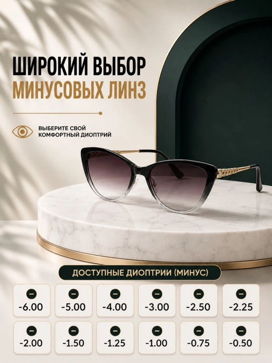 Женские очки для зрения минус - Классическая оправа Cat Eye