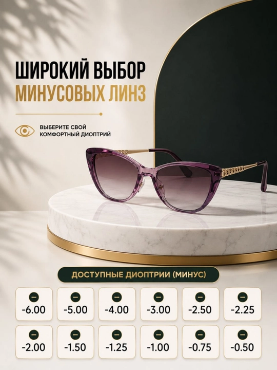 Женские очки для зрения минус - Классическая оправа Cat Eye