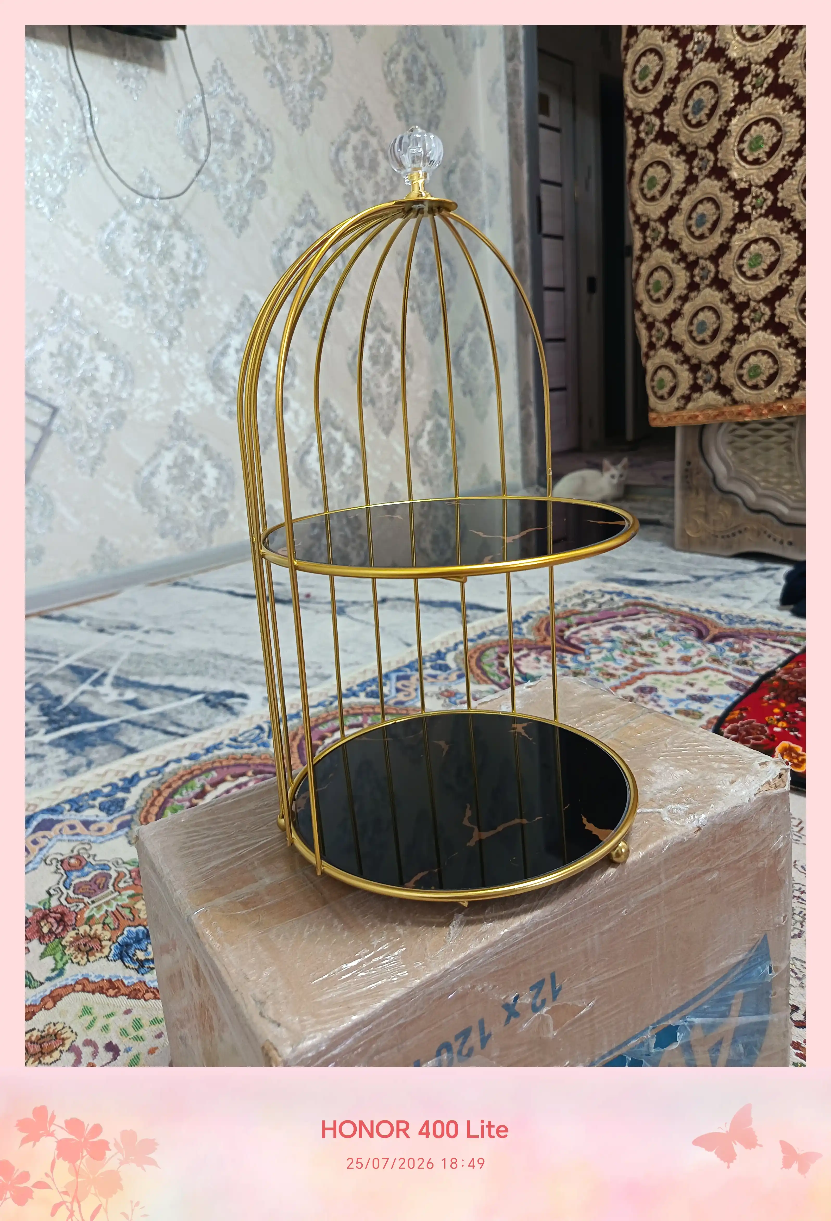 Органайзер для косметики, 2 яруса, со стеклянными полками, золотистый