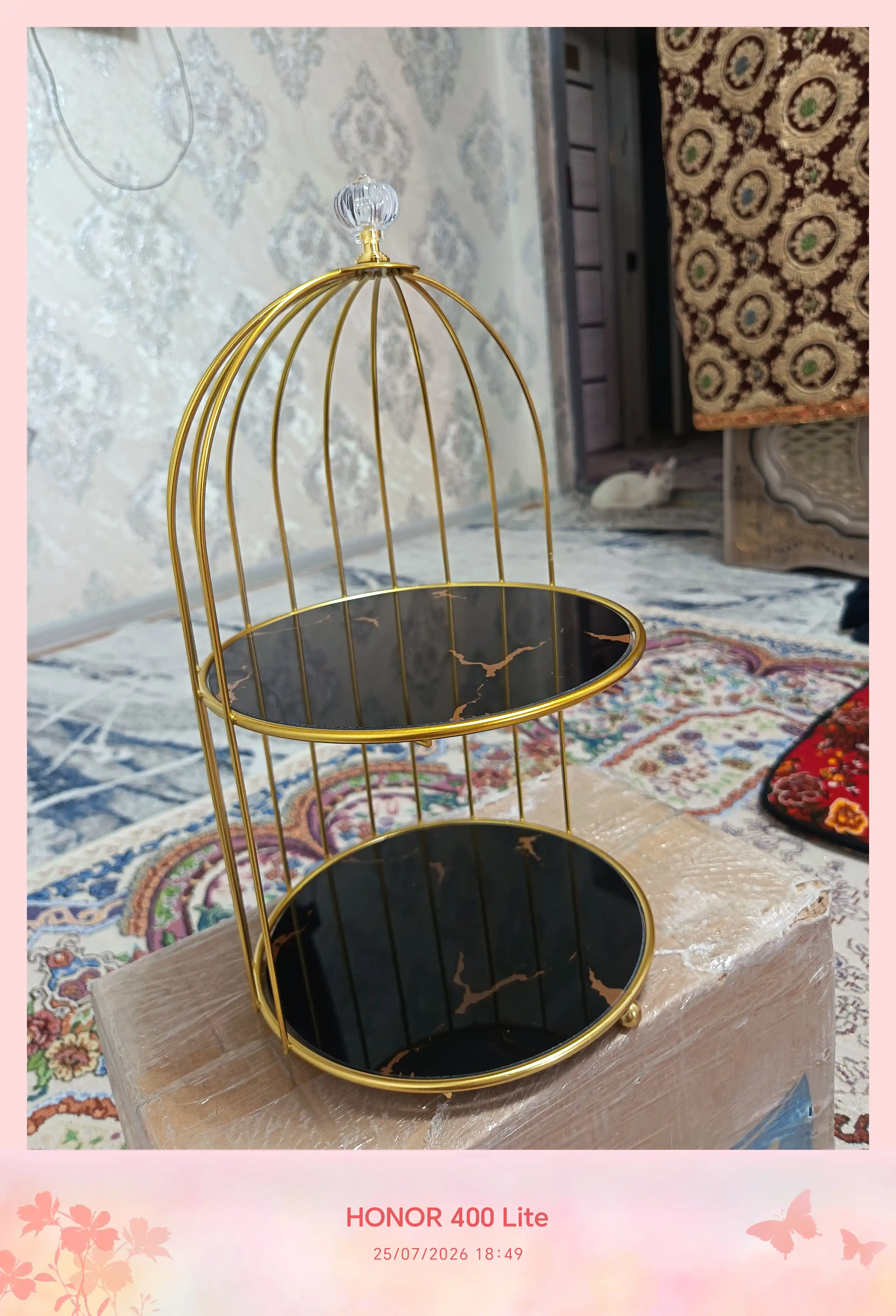 Органайзер для косметики, 2 яруса, со стеклянными полками, золотистый