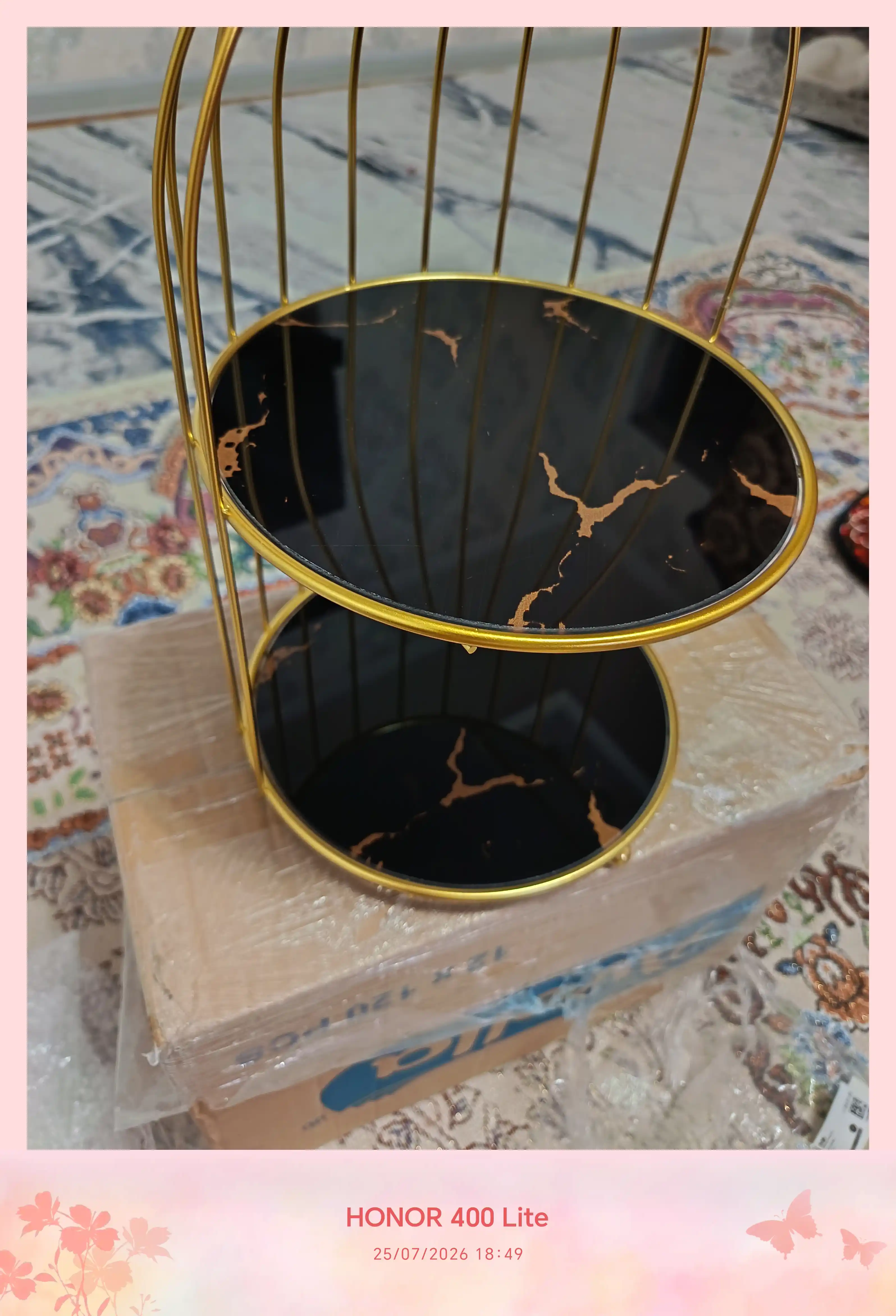 Органайзер для косметики, 2 яруса, со стеклянными полками, золотистый