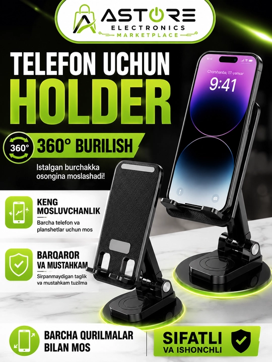 Jmary MK-59 Telefon va Planshet uchun Buklanadigan 360° Holder - 