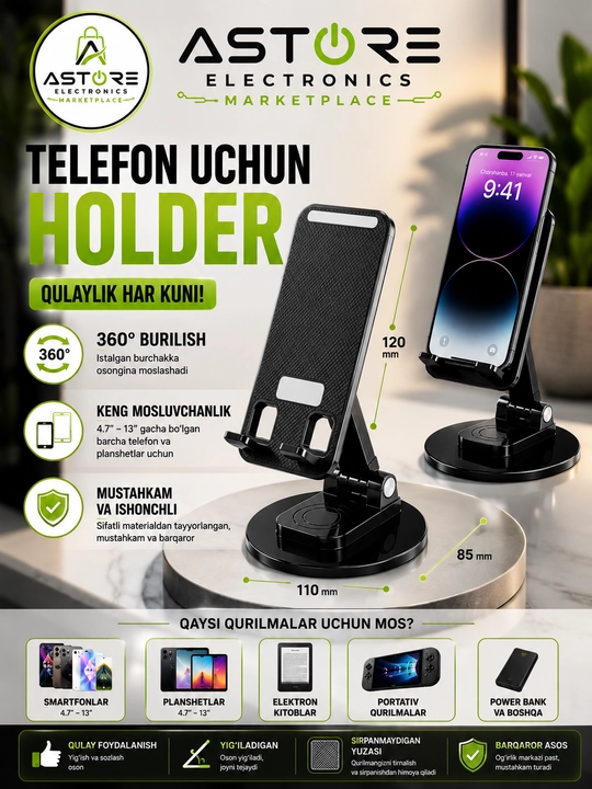 Jmary MK-59 Telefon va Planshet uchun Buklanadigan 360° Holder