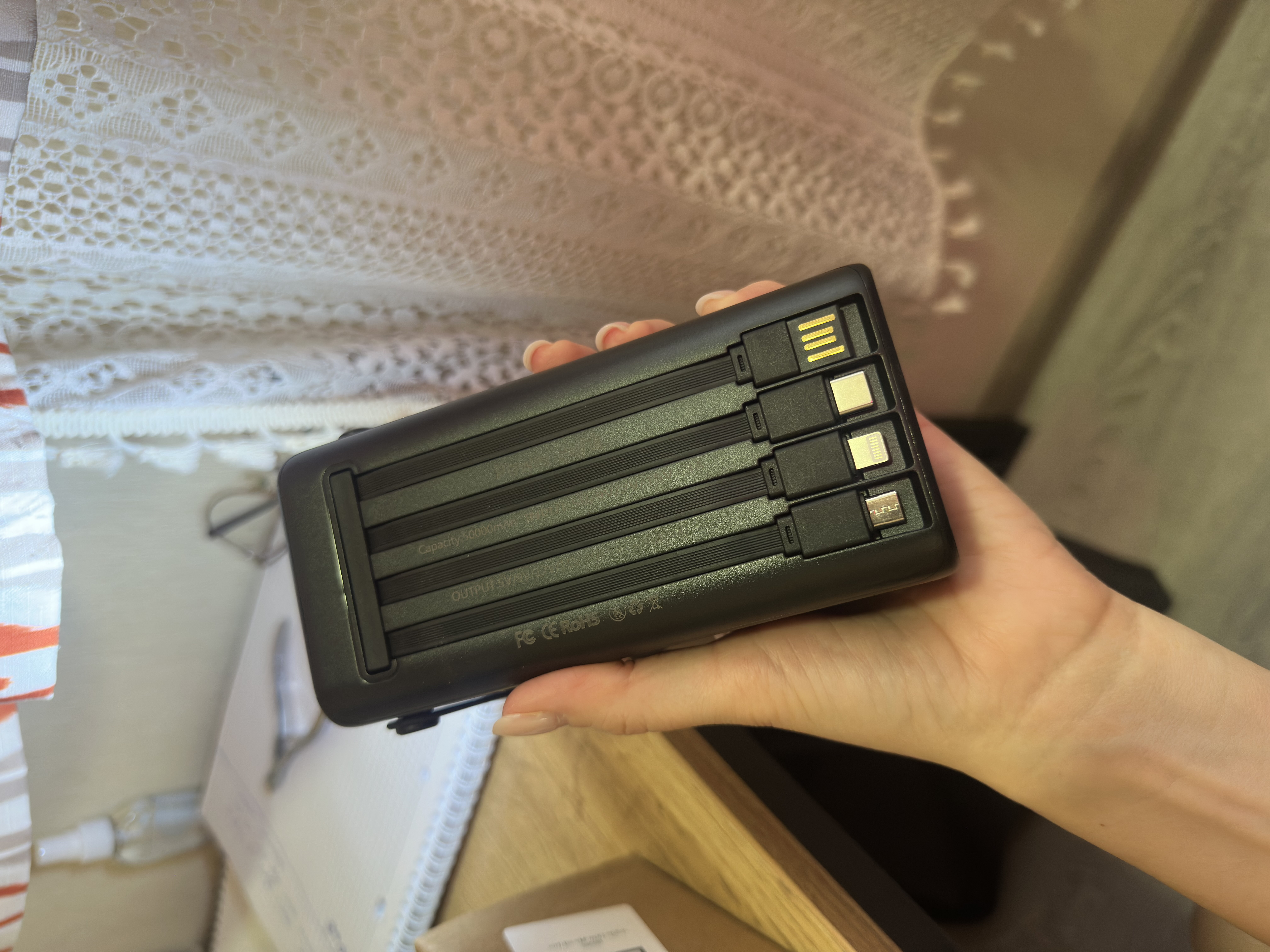 Внешний аккумулятор power bank с быстрой зарядкой, 50000, 100000, 7 в 1