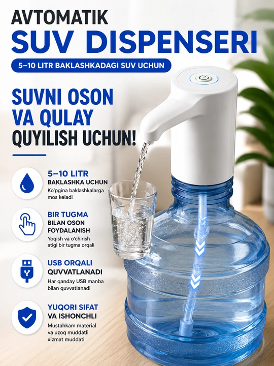 5-10 litrli shishalar uchun avtomatik USB suv dozatori - 