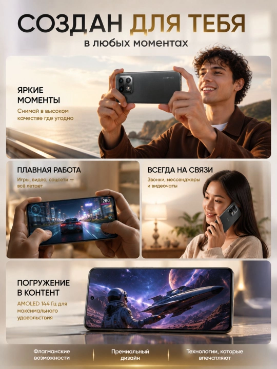 Смартфон REALME 16 Pro+ NFC 6.8″ AMOLED 144 Гц 7000 мА·ч камера 200 МП, Snapdragon 7 Gen 4