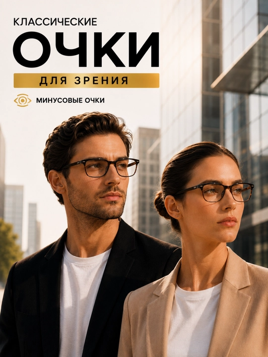 Klassik minusli ko‘zoynaklar ayollar va erkaklar uchun, ko‘rishni korreksiya qilish uchun