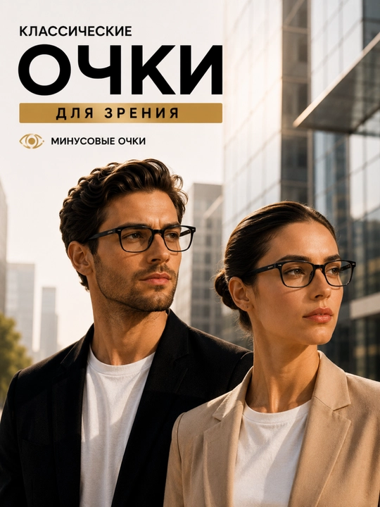 Klassik minusli ko‘zoynaklar ayollar va erkaklar uchun, ko‘rishni korreksiya qilish uchun