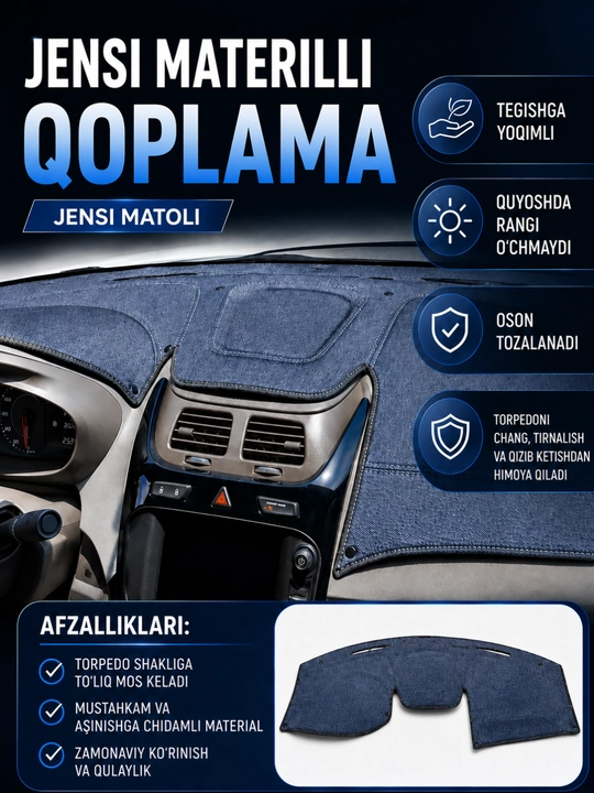 Jensi materialdan tarpeda chexoli, gilam va nakidka Chevrolet avtomobillari uchun sifatli - 