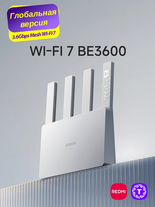 Uy va ofis uchun Wi-Fi 7 Xiaomi Mi Mesh BE3600 router, 3.6 + 2.5 Gbit WLAN+LAN, global - 