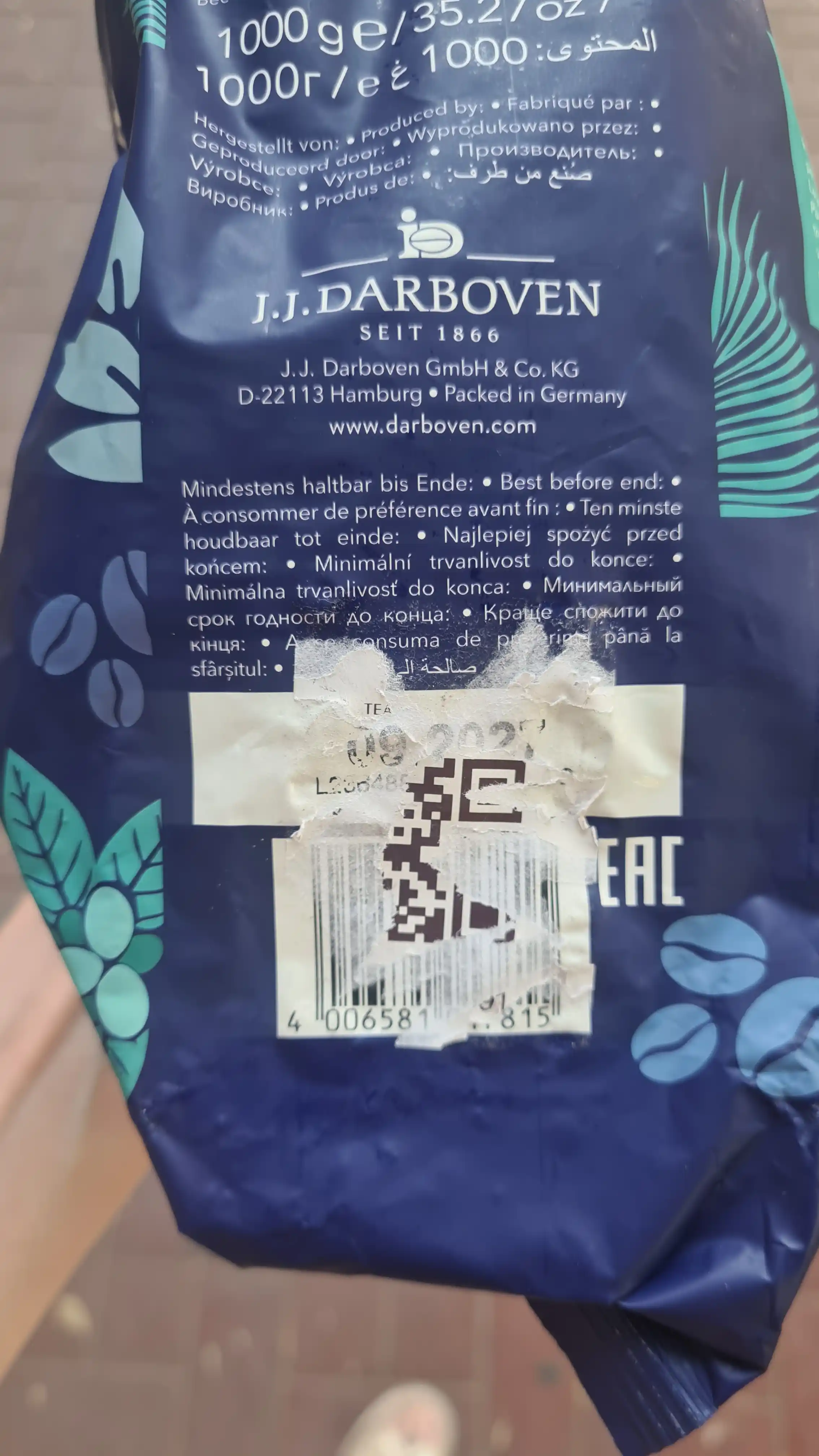 Qahva donalari Movenpick Caffe Crema Gusto Italiano, Germaniyada ishlab chiqarilgan