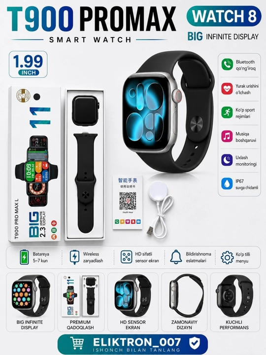 Smart Watch x series, aqlli soat, erkaklar va ayollar uchun - 