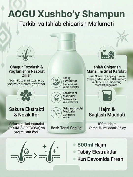 AOGU Flower Bomb shampuni, 550-800 ml