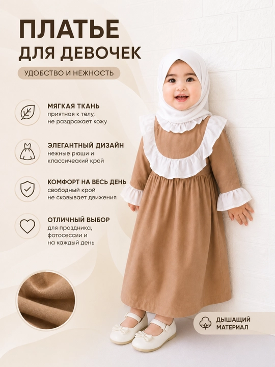 Летнее и осеннее платье и топ для девочек, лёгкая и удобная детская одежда, 2–6 лет