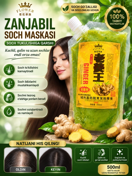 Soch va bosh terisini parvarishlash uchun niqob, 500 ml