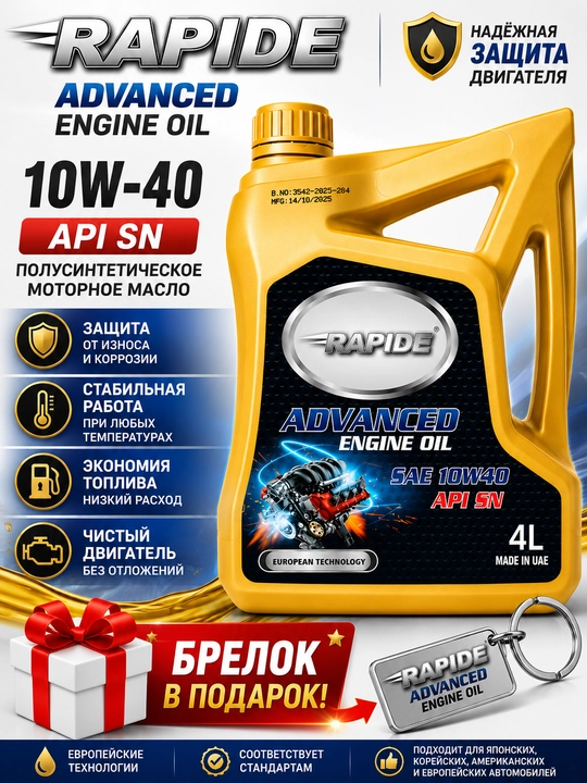 Rapide Advanced 10W-40 API SN 4L Yarim Sintetik Dvigatel Moyi