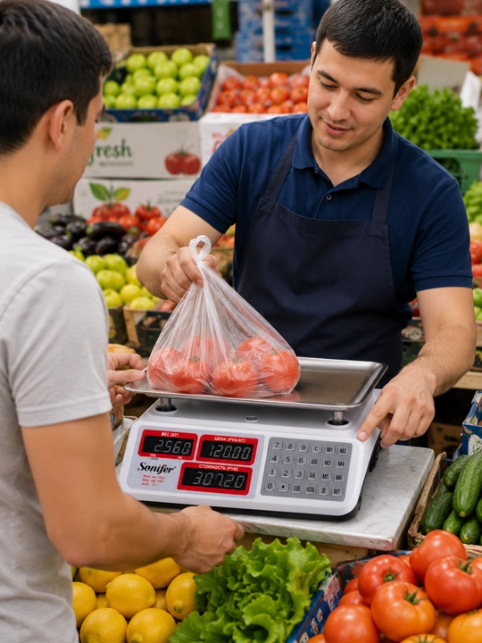 Sonifer 40 kg elektron savdo tarozisi – LCD displeyli, zanglamaydigan platforma